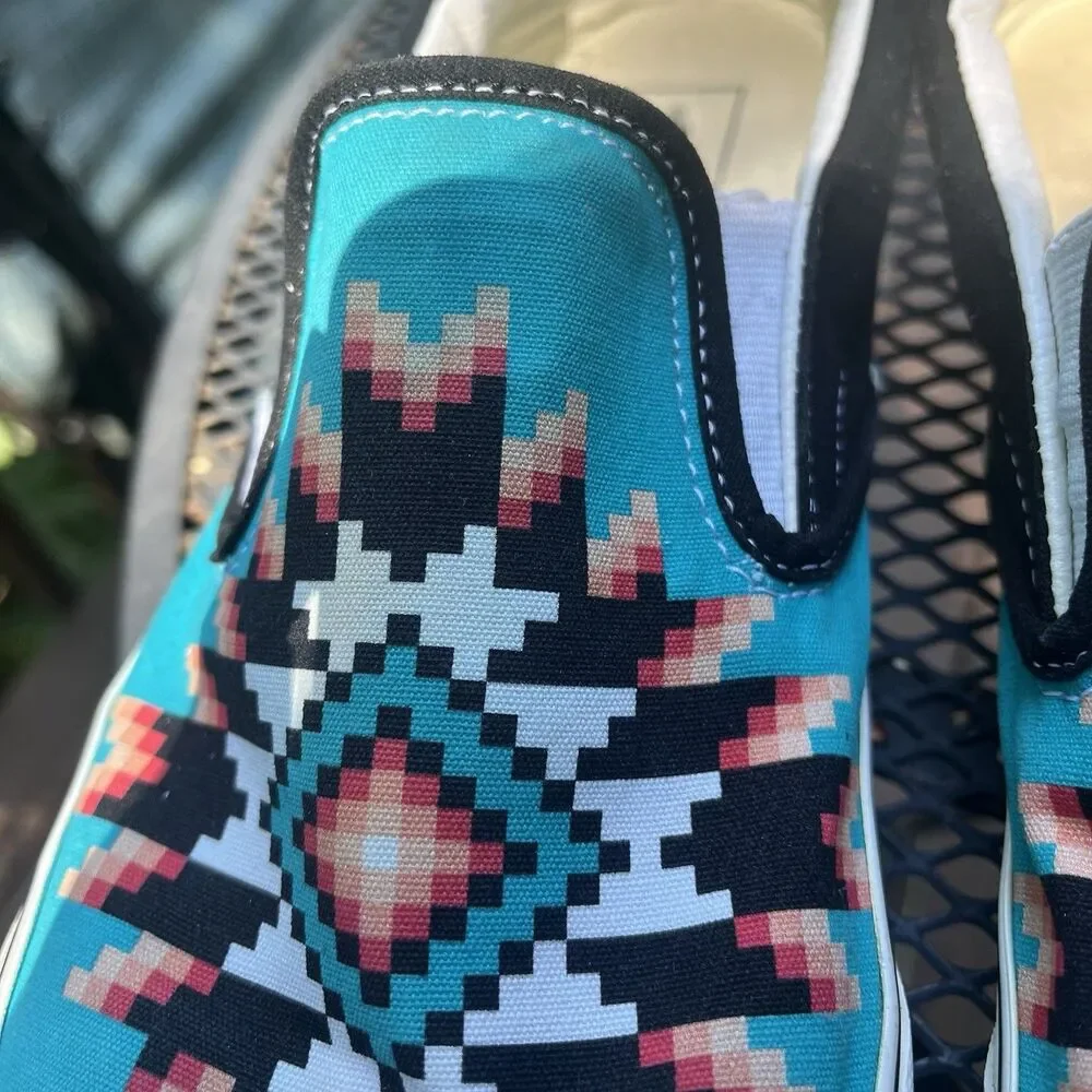 Vans Slip-On Desert Vibes Teal Southwestern Design Shoes Men’s 13 Aztec